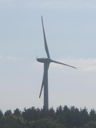 A wind turbine in Radevormwald (Germany) turning wind energy into electricity