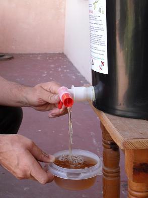 Some worm leachate drained of from a worm bin.