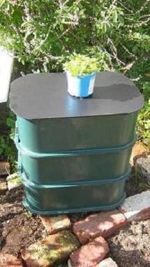 A homemade worm compost bin.